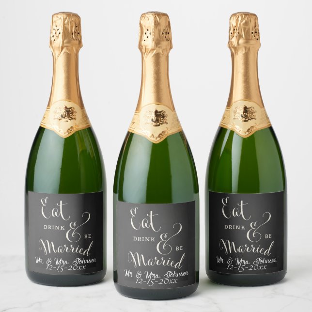 Chalkboard Forever and Always Sparkling Wine Label (Bottles)