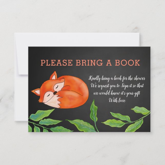 Chalkboard | Fox |  Bring A Book | Baby Shower Invitation (Front)