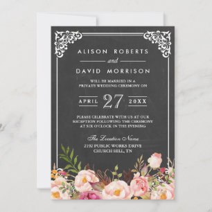 Chalkboard Frame Floral Post Wedding Celebration Invitation