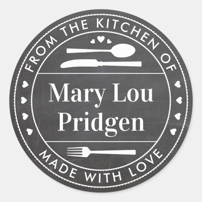 Chalkboard From the Kitchen Of Food Gift Classic Round Sticker (Front)