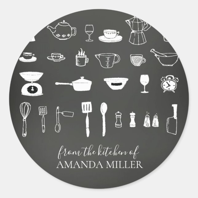 Chalkboard From the Kitchen of  Round Sticker (Front)