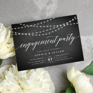 Chalkboard Garland Engagement Party Invitation