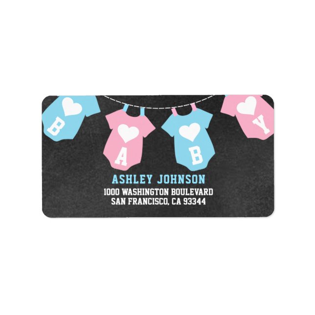 Chalkboard GENDER REVEAL Party Baby Shower Label (Front)