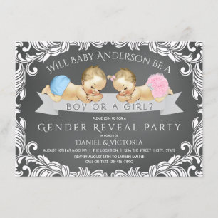 Chalkboard Gender Reveal Shower Invitation