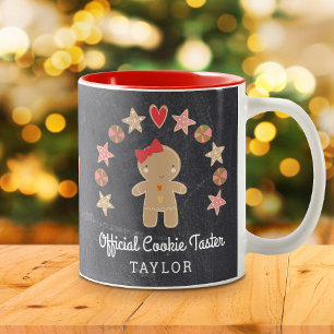 Chalkboard Gingerbread Man Official Cookie Taster Two-Tone Coffee Mug