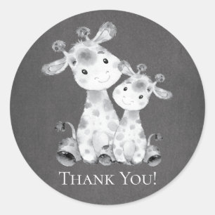 Chalkboard Giraffe Shower Thank You Favour Sticker