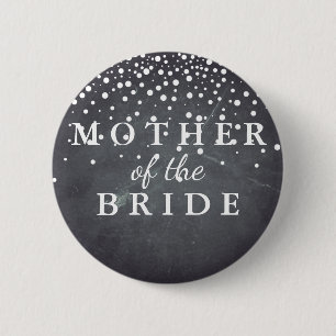 Chalkboard Glitter Mother of the Bride Wedding 6 Cm Round Badge