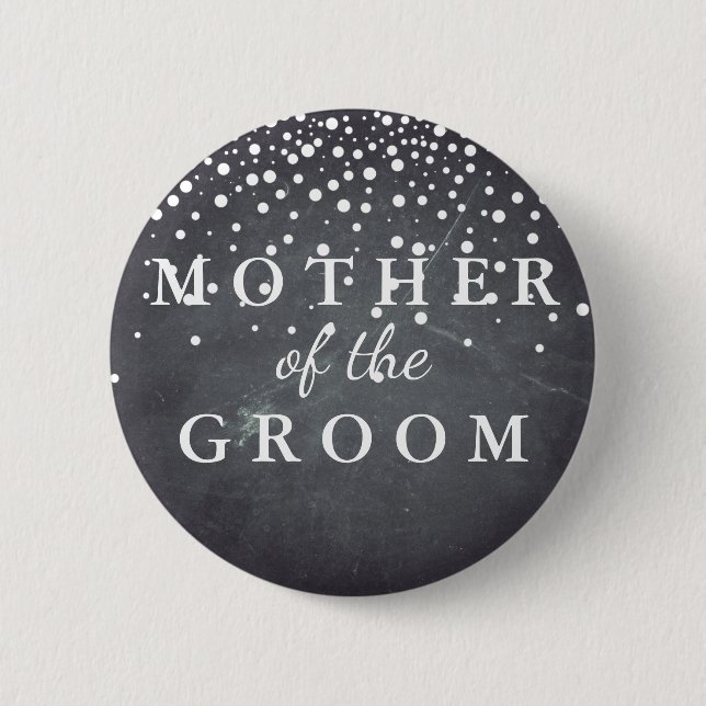 Chalkboard Glitter Mother of the Groom Wedding 6 Cm Round Badge (Front)