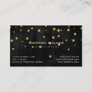 Chalkboard Gold Confetti Professional Black Business Card