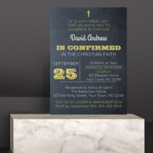 Chalkboard Gold Confirmation Invitation