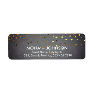 Chalkboard Gold Glitter Sparkle Confetti Dots Return Address Label