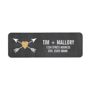 Chalkboard Gold Heart + Arrow Wedding Labels