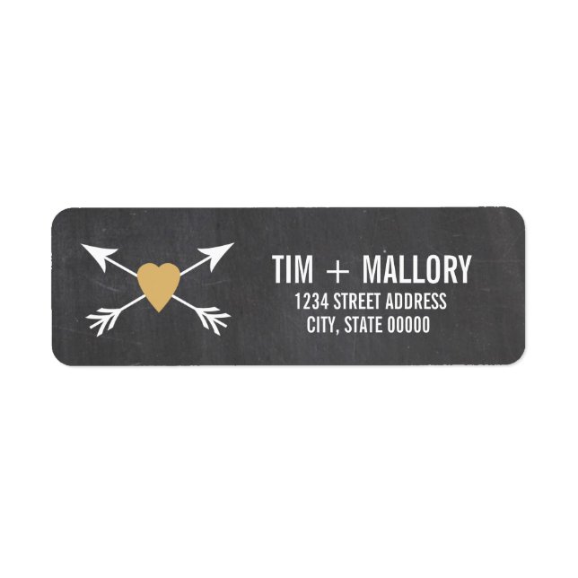 Chalkboard Gold Heart + Arrow | Wedding Labels (Front)