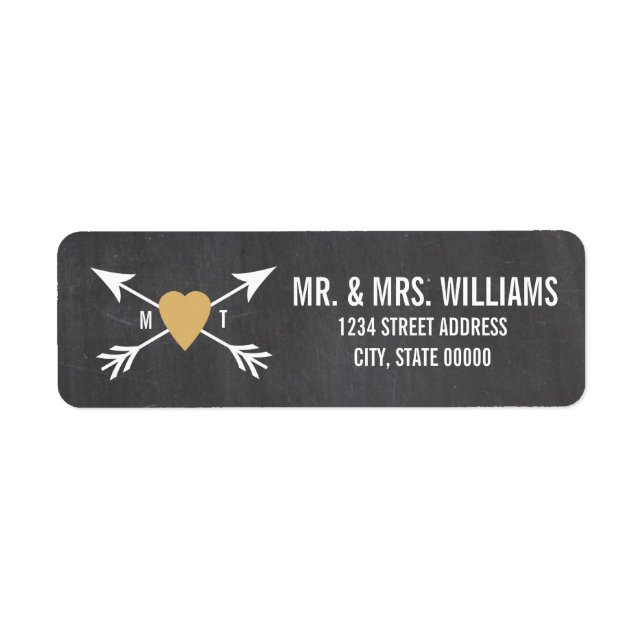 Chalkboard Gold Heart + Arrow  | Wedding Labels (Front)
