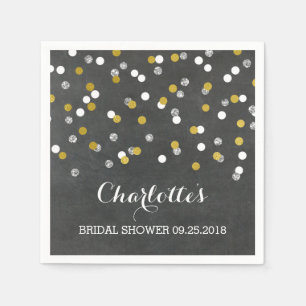 Chalkboard Gold Silver Confetti Bridal ShowerS Napkin