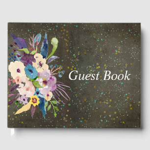 Chalkboard Gold Silver Stars Constellation Wedding Guest Book