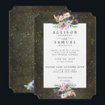 Chalkboard Gold Silver Stars Floral Wedding Invitation<br><div class="desc">A beautiful floral template for the DIY Bride. You can easily replace the template text with your own wedding details. It is also easy to change the text font, size and colour. This artist-designed Xmas pattern is perfect to use for a Christmas party, but can also be used for a...</div>