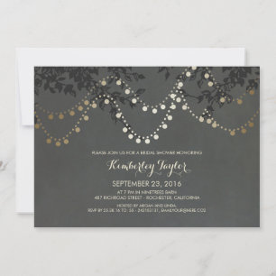Chalkboard Gold String Lights Bridal Shower Invitation
