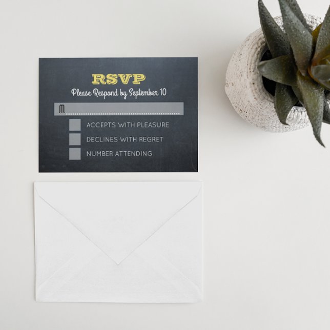 Chalkboard Golden Bar Mitzvah RSVP Card (Creator Uploaded)