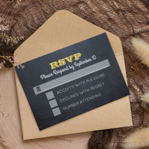 Chalkboard Golden Confirmation RSVP Card