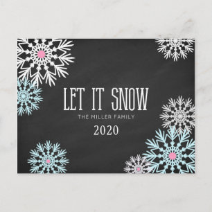 Chalkboard Gorgeous Snowflakes Let it Snow Postcard
