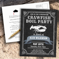 Chalkboard GRAD Crawfish Boil Party Invitation