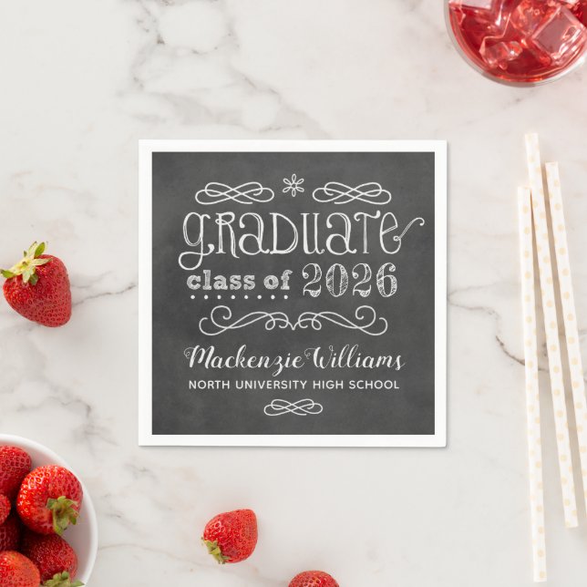 Chalkboard Graduate Class of 2026 Grad Party Napkin (Insitu)