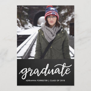 Chalkboard Graduate Handwritten   Photo Invitation