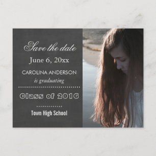Chalkboard Graduate Photo Save The Date Announcement Postcard