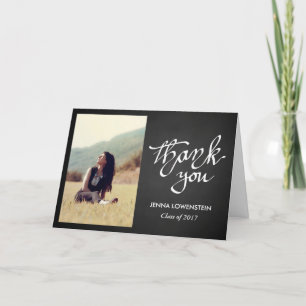 Chalkboard Graduate  Thank You Handwritten Photo Card