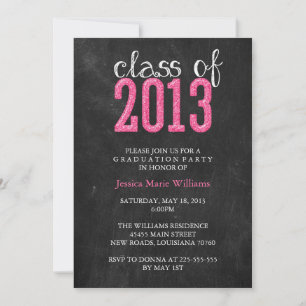 Chalkboard Graduation Party Glitter Invitation