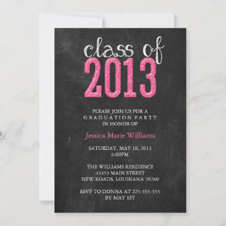 Chalkboard Graduation Party | Glitter Invitation