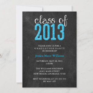 Chalkboard Graduation Party Glitter Invitation