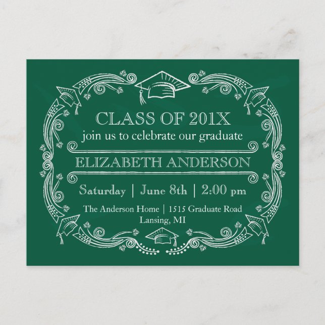 Chalkboard Graduation Party Postcard (Front)