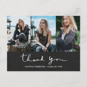 Chalkboard Graduation Thank You Typography Photo Postcard