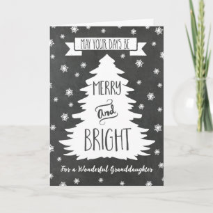 Chalkboard Granddaughter Merry Christmas Card