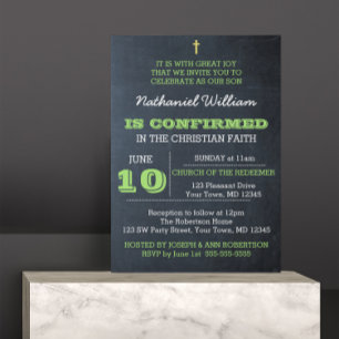 Chalkboard Green Confirmation Invitation