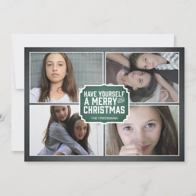 Chalkboard Green Framed Holiday Photo Card (Front)