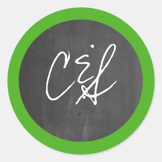Chalkboard Green Wedding Envelope Stickers (Front)