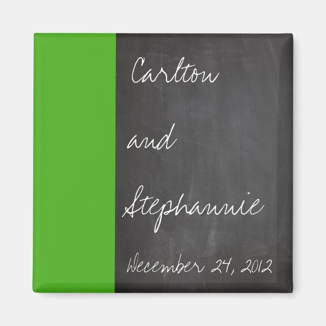 Chalkboard Green Wedding Magnet (Front)