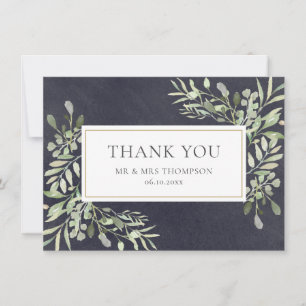 Chalkboard Greenery Leaves Thank You Card