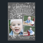 Chalkboard Greetings Collection Invitation<br><div class="desc">This 3-photo holiday card features hand lettered and calligraphy artwork,  all on a trendy chalkboard background.</div>