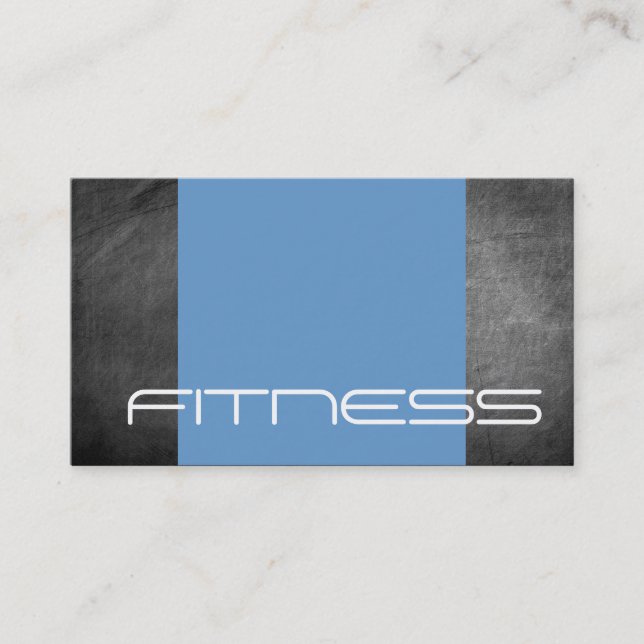 Chalkboard Grey Blue Fitness Sport Business Card (Front)