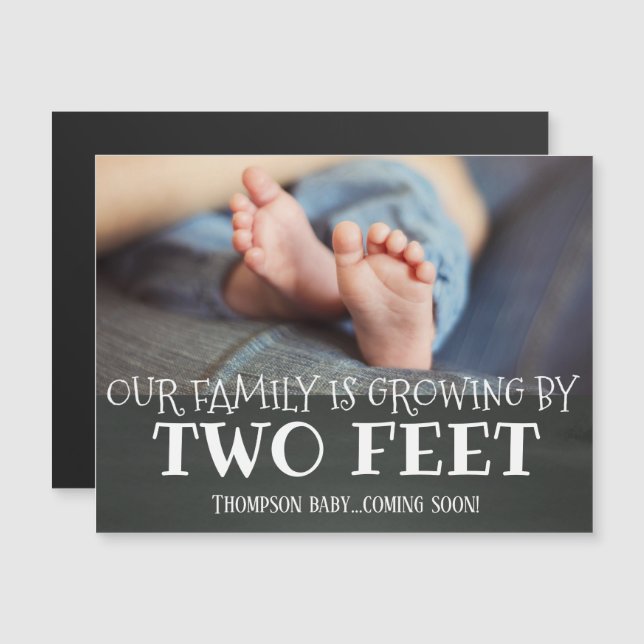 Chalkboard Growing by 2 Feet Adoption New Baby Magnetic Invitation (Front/Back)