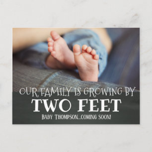 Chalkboard Growing by Two Feet Adoption New Baby Announcement Postcard