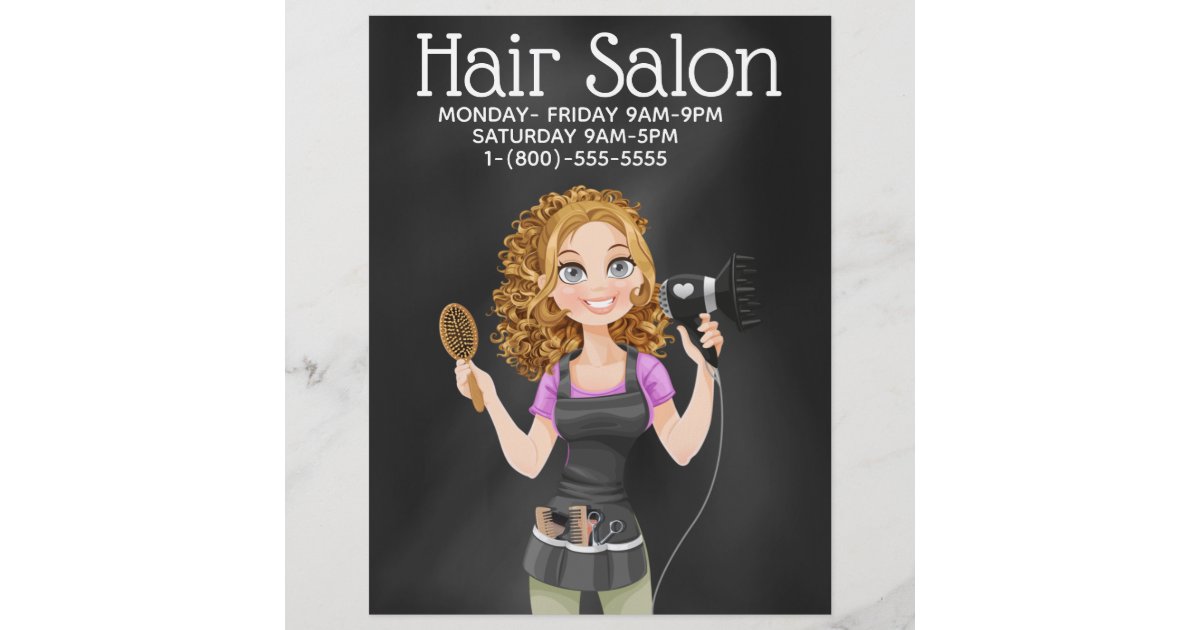 Chalkboard Hair Salon Promotional Flyer Zazzle