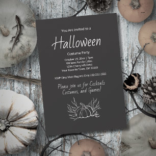 Chalkboard Halloween Costume Party Fall Pumpkin  Invitation