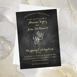 Chalkboard Hand Draw Tulip Wedding Invitations