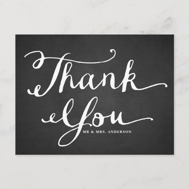 Chalkboard Hand Lettering Thank You Postcard (Front)