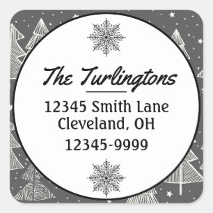 Chalkboard Handdrawn Christmas Tree Return Address Square Sticker
